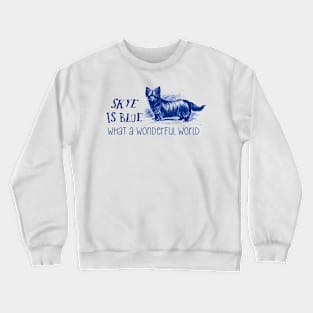 Skye Terrier Dog  Funny Illustration Crewneck Sweatshirt